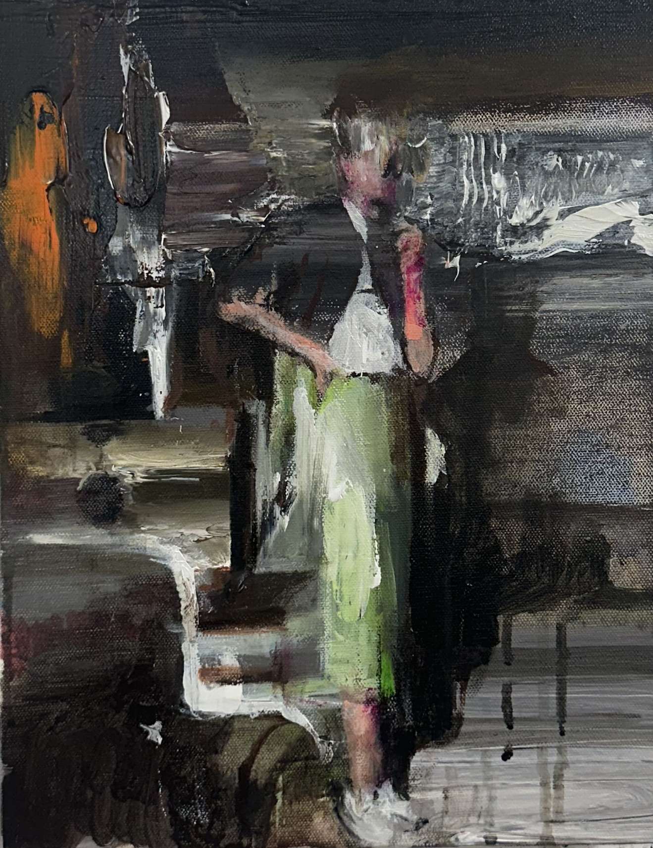 Untitled, 2026, darker background with a single figure, by Danuel Méndez